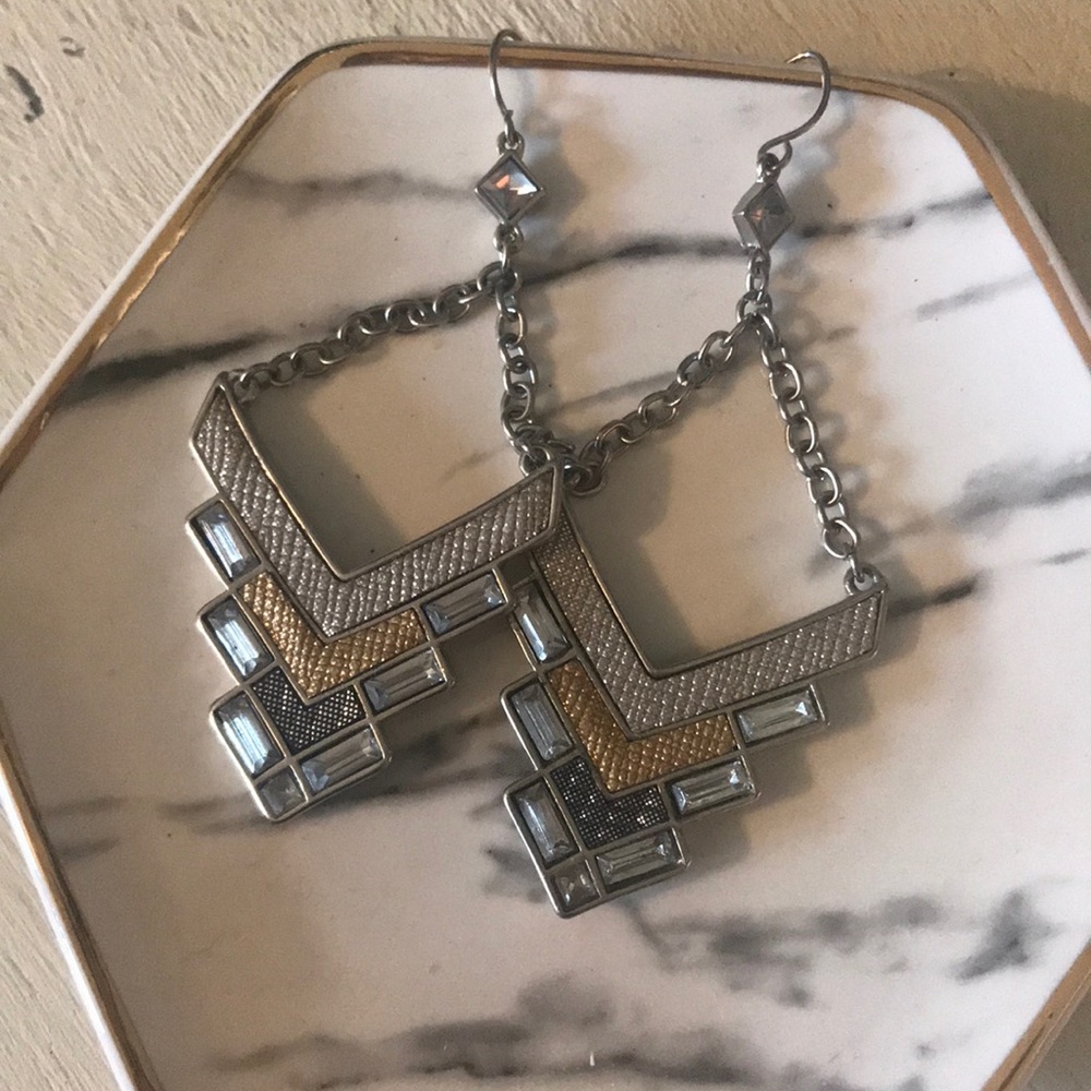 Large multi tone geometric earrings